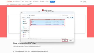 uploading PDF files to adobe merge pdfs